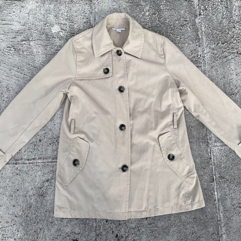 Dressbarn Women Jacket Rain Coat Beige Trench Coat Size S